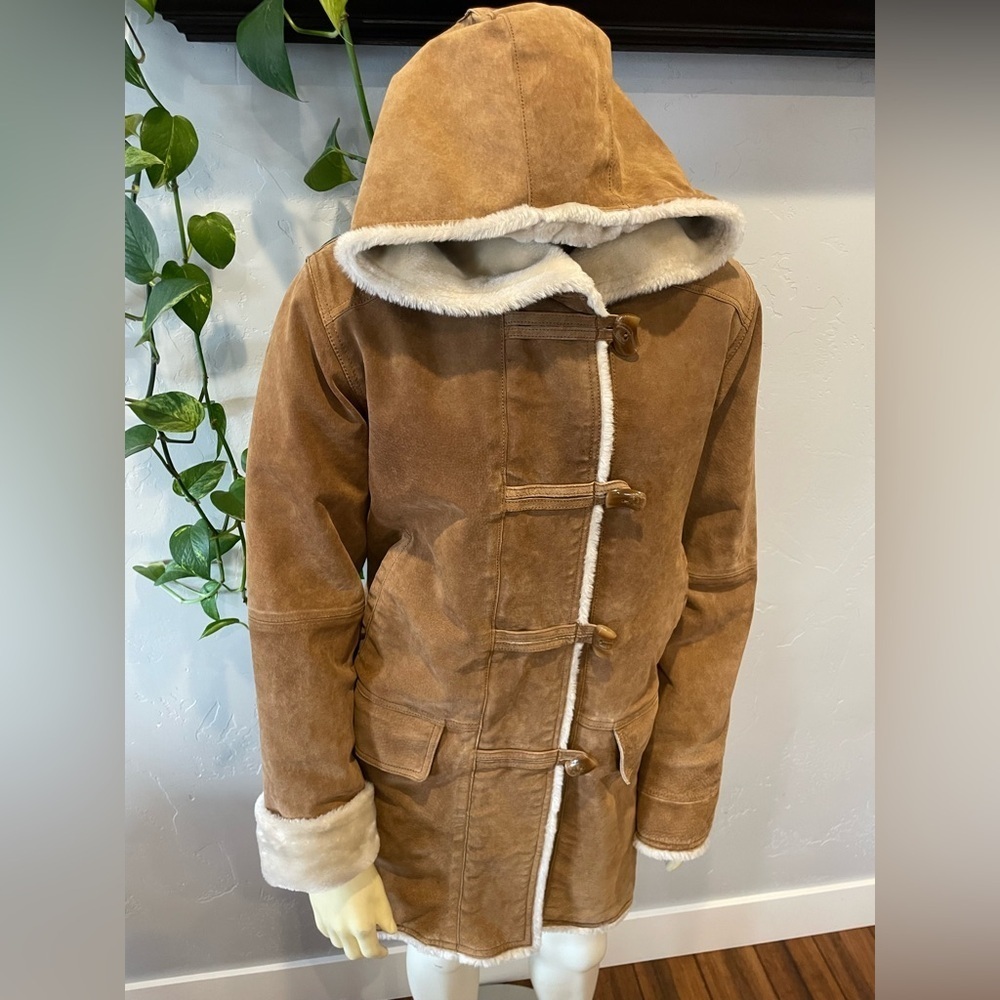 Bernardo genuine suede heavy Teddy coat with Cream Accents size S retail $360